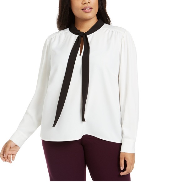 Calvin Klein Tops - Calvin Klein Plus Size Tie Neck Top